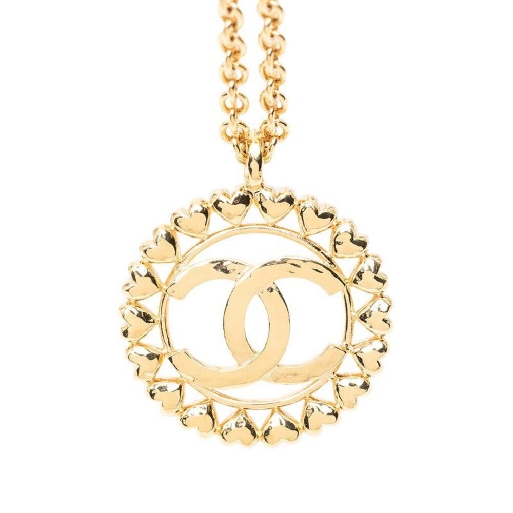 Chanel CC Logo Heart Motif Necklace Gold Plated